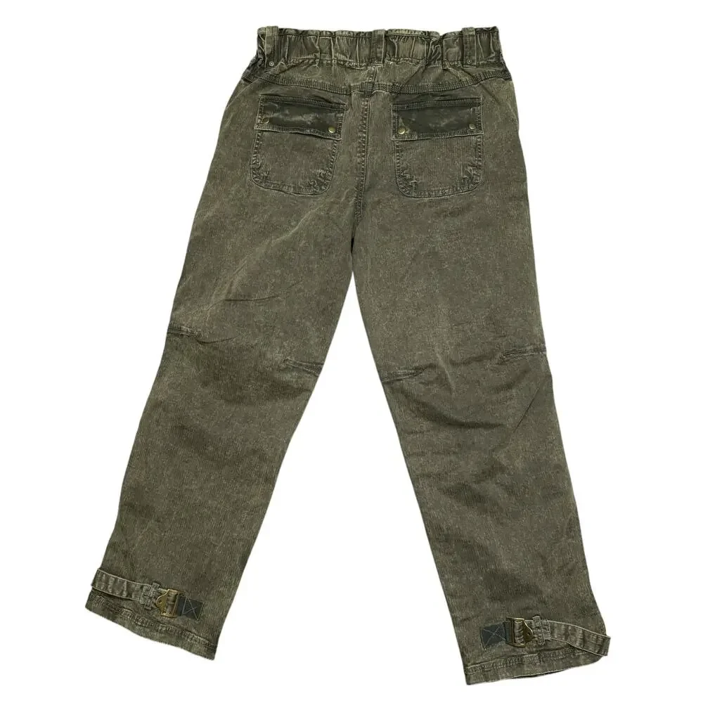 Free People We The Free Utility Cargo Pants Olive Green Acid Wash Medium - Picture 2 of 8